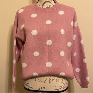 NWT Chelsea and Theodore pink polka dot sweater